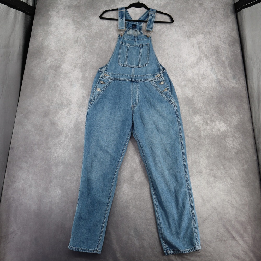 GAP Overalls Denim Slouchy XS Blue Cotton Baggy Straight Leg Bib Y2K Carpenter